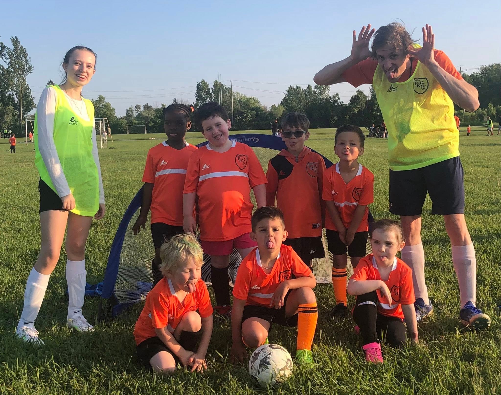 Soccer kids having fun