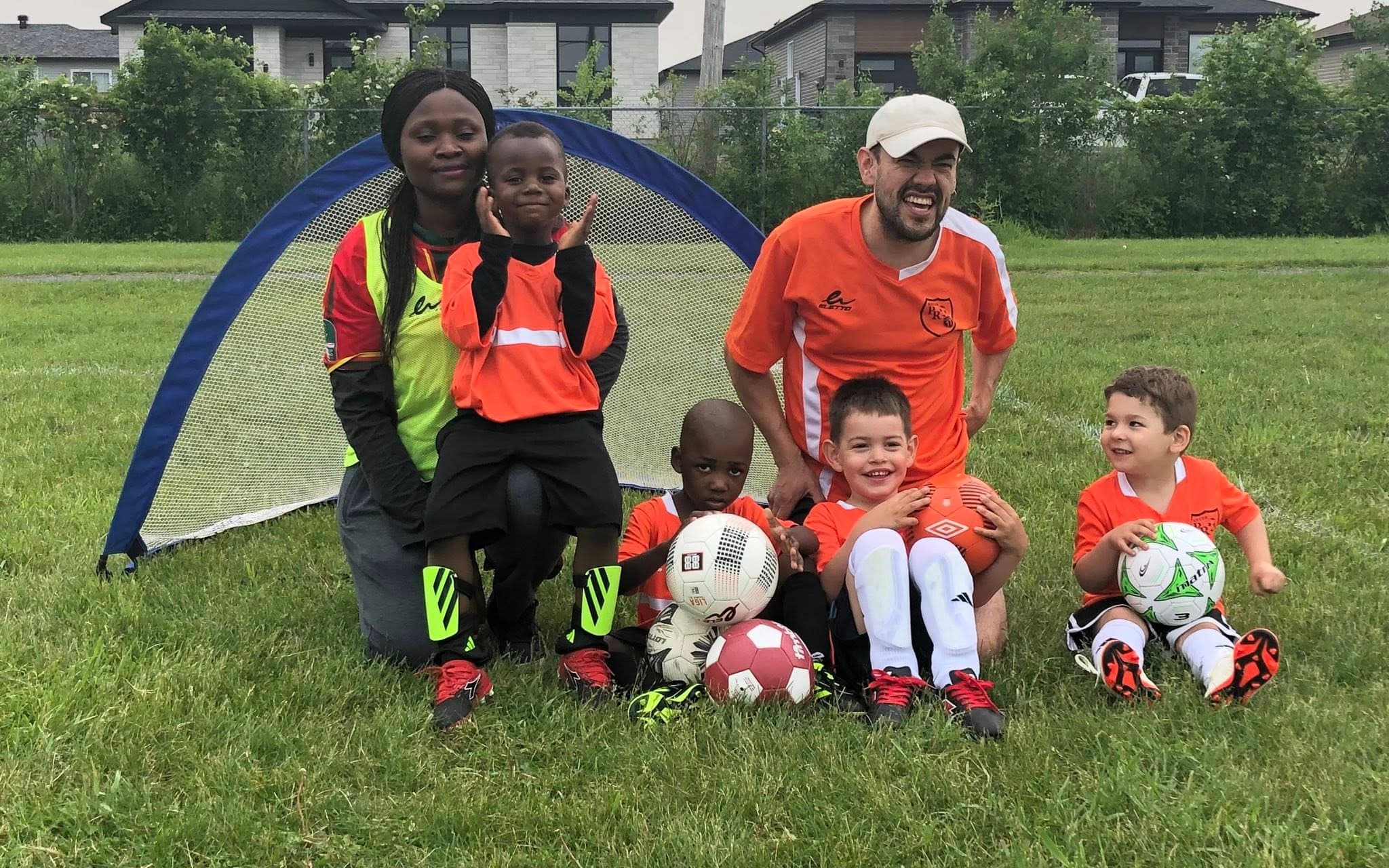 Soccer toddlers with family
