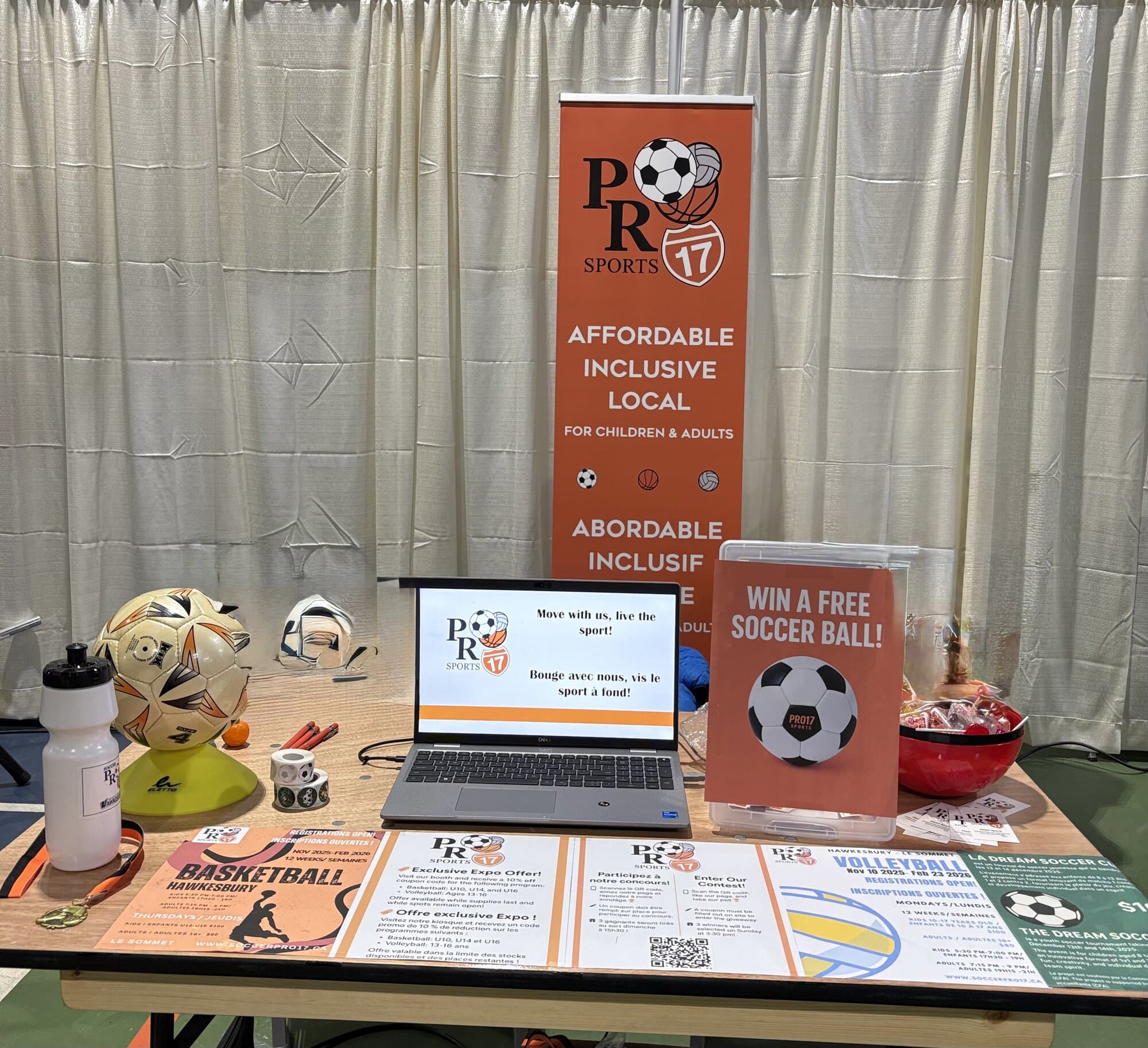 PRO17 exhibition table with flyers