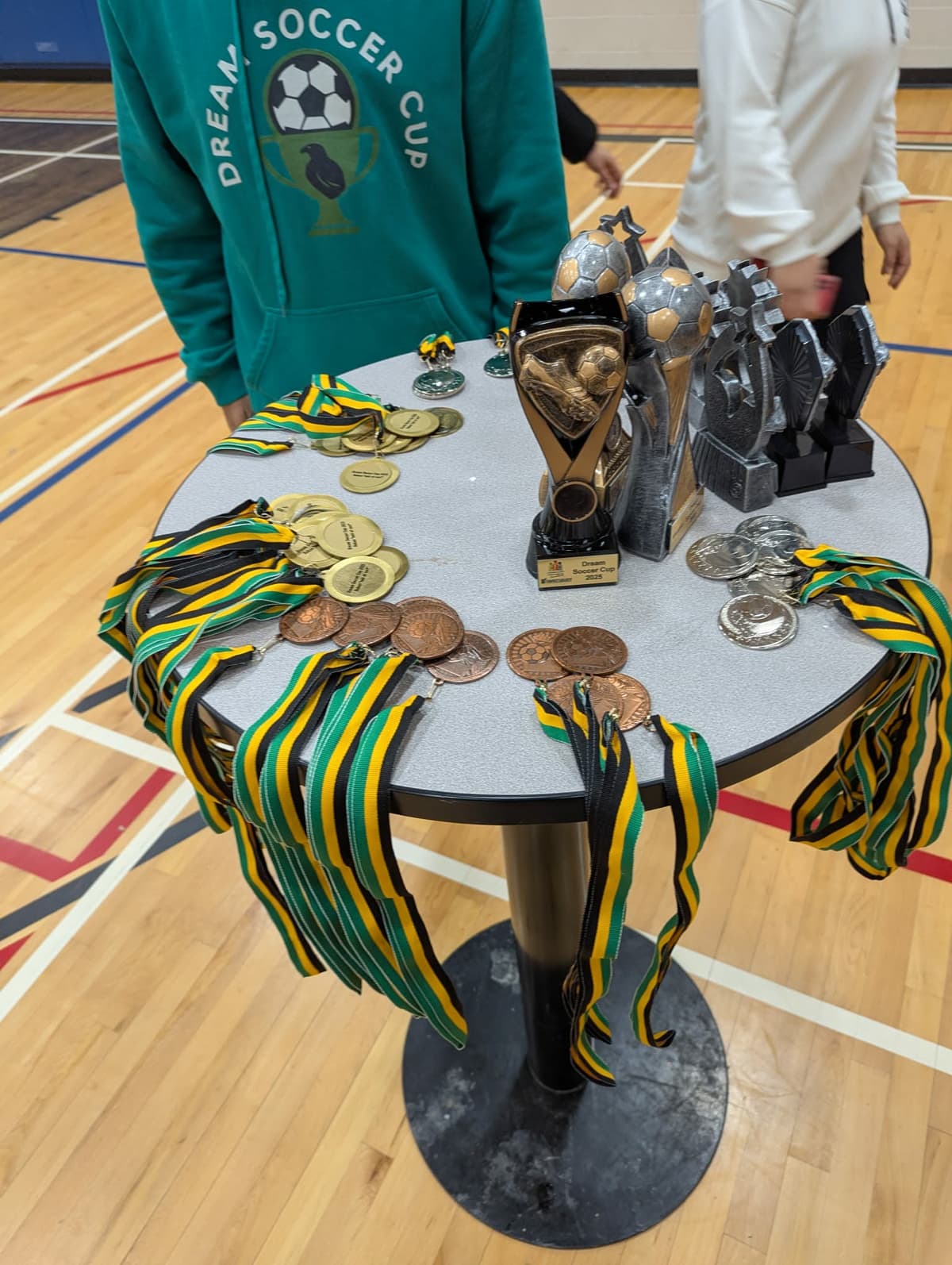 Soccer trophies and medals
