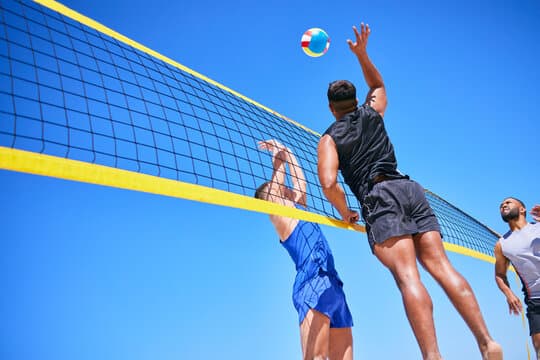 Beach volleyball action